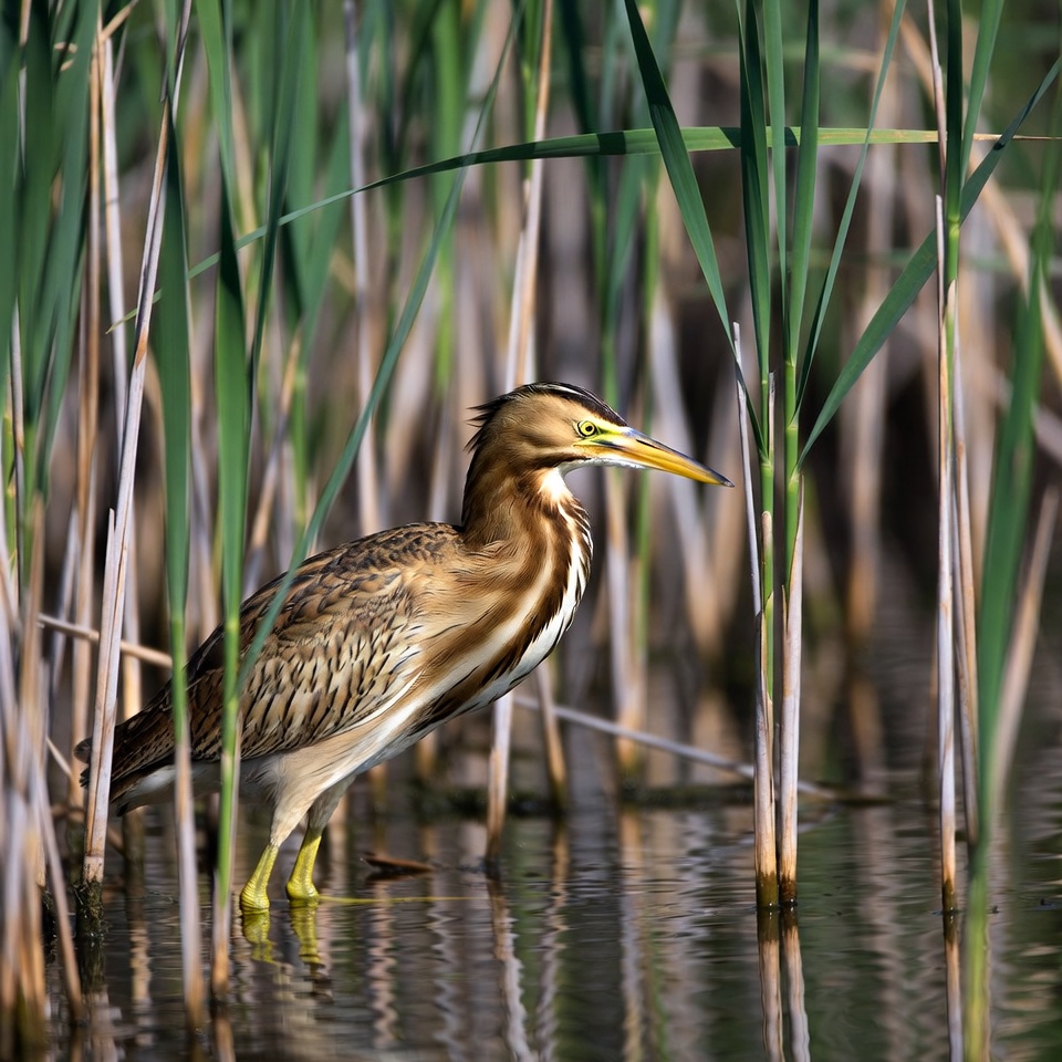 Bittern standing in reeds Bittern standing in reeds