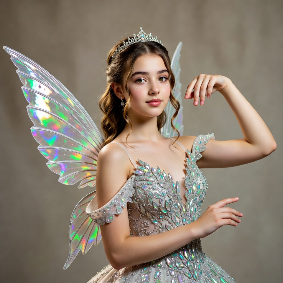 Girl with iridescent fairy wings Girl with iridescent fairy wings