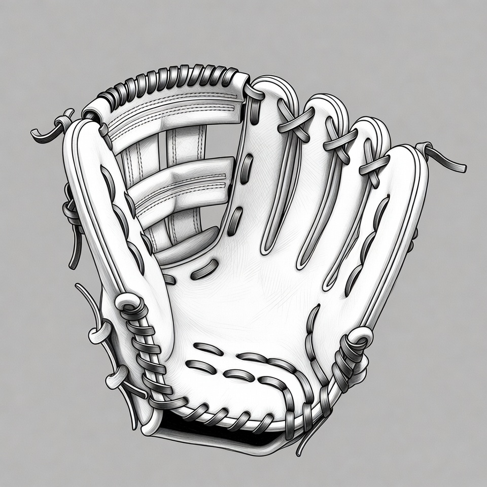 White Baseball Glove Illustration White Baseball Glove Illustration