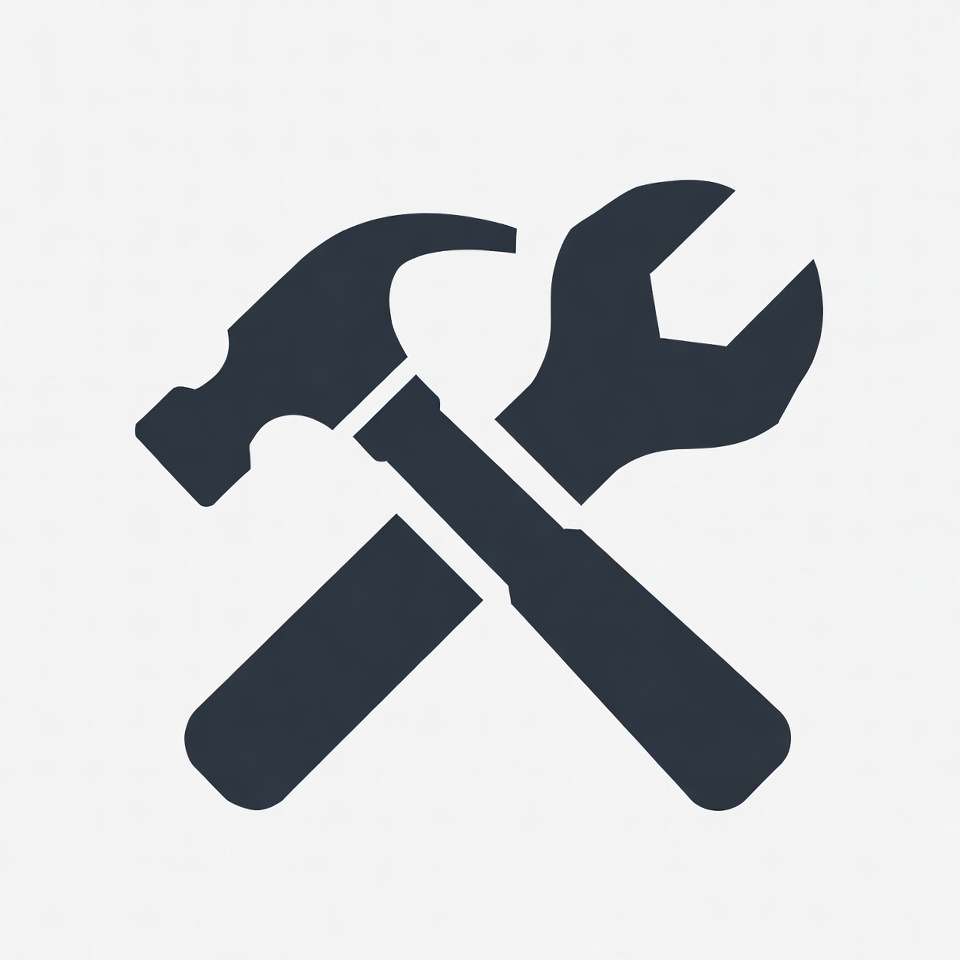 Crossed Hammer and Wrench Icon Crossed Hammer and Wrench Icon