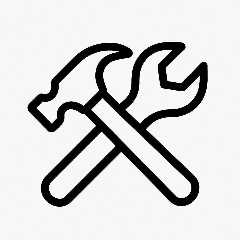 Crossed Hammer and Wrench Icon Crossed Hammer and Wrench Icon
