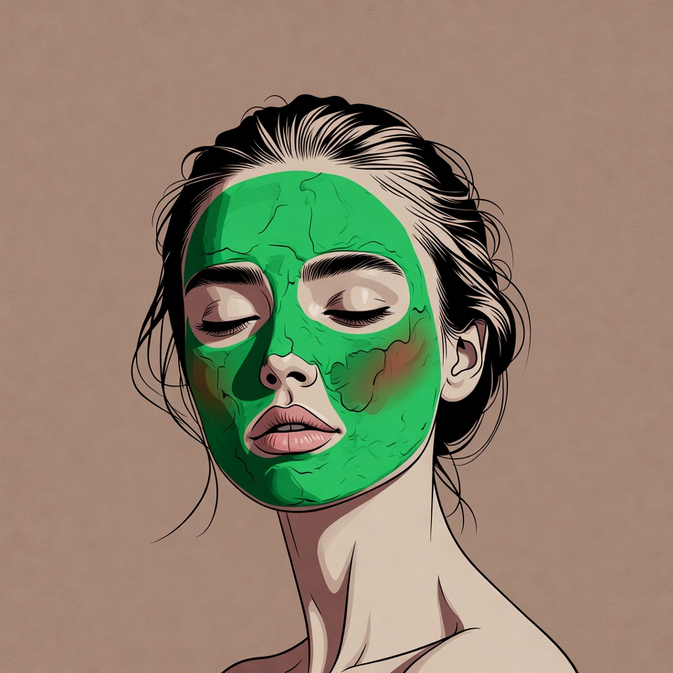 Woman with green face mask Woman with green face mask