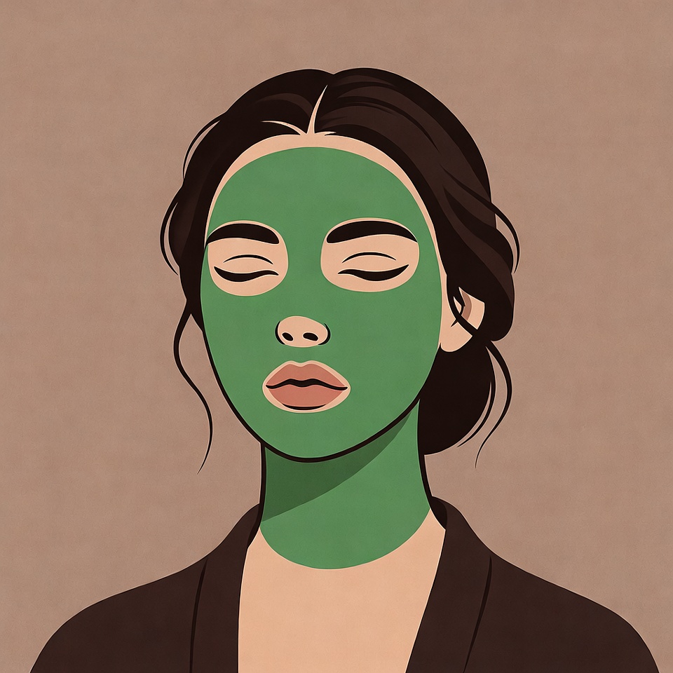Woman with green face mask Woman with green face mask