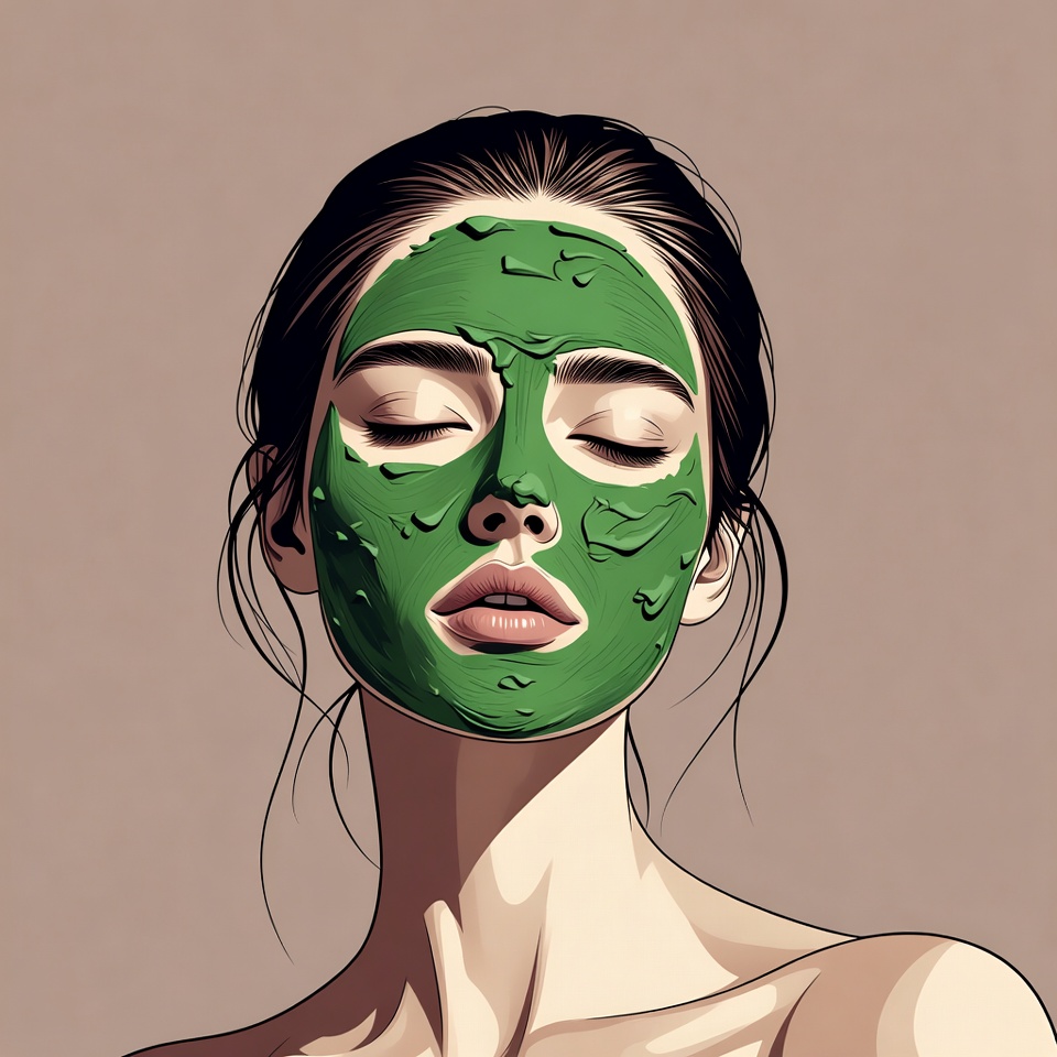 Woman with green face mask Woman with green face mask