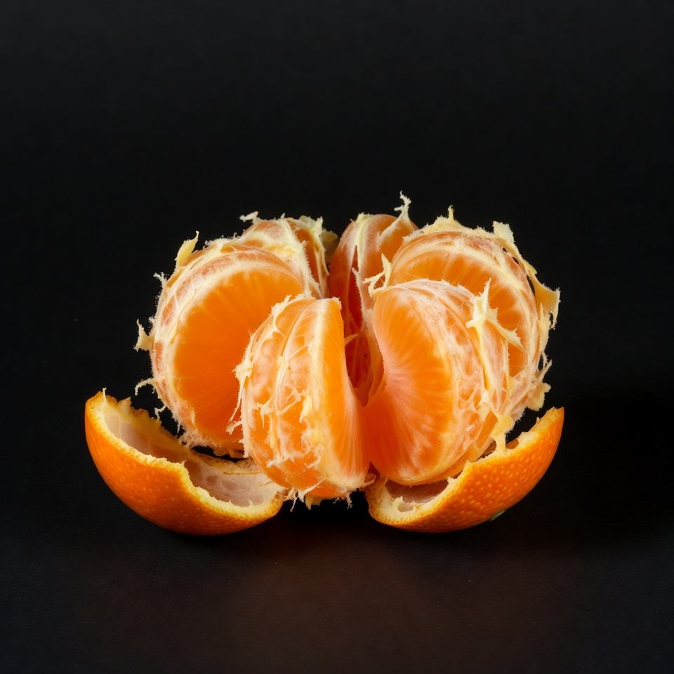 Peeled Mandarin Orange on Black Peeled Mandarin Orange on Black