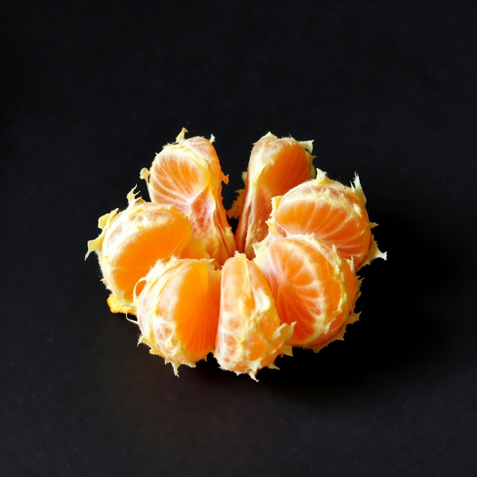 Mandarin Orange Segments on Black Mandarin Orange Segments on Black