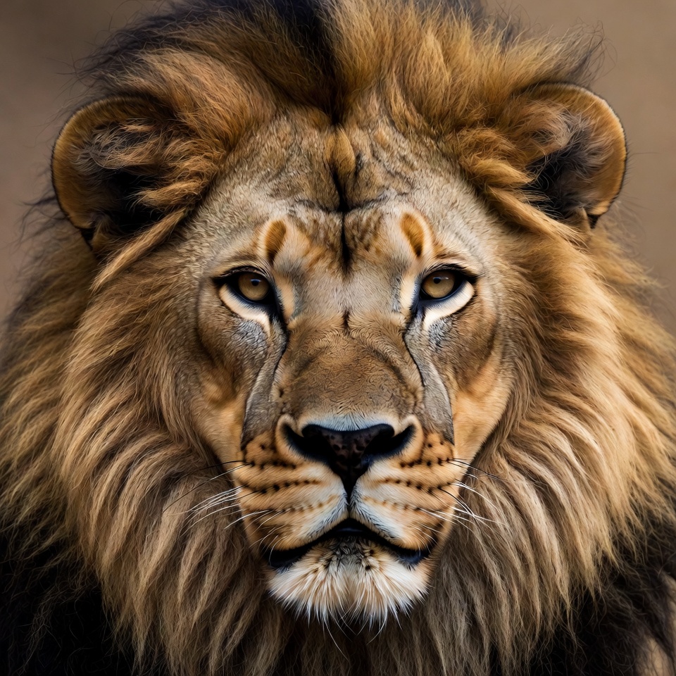 Close-up lion face portrait Close-up lion face portrait