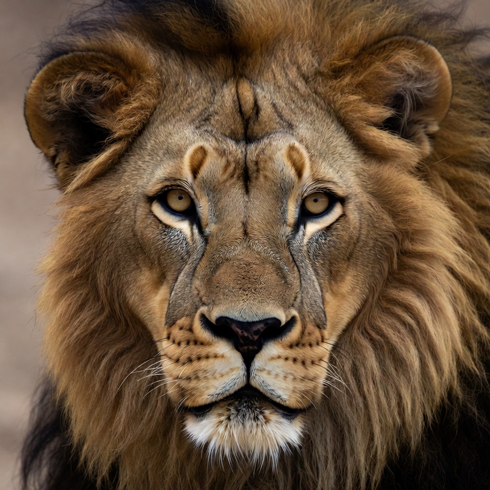 Close-up lion face portrait Close-up lion face portrait