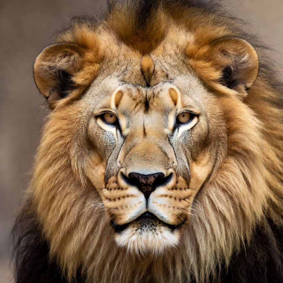 Close-up lion face portrait Close-up lion face portrait