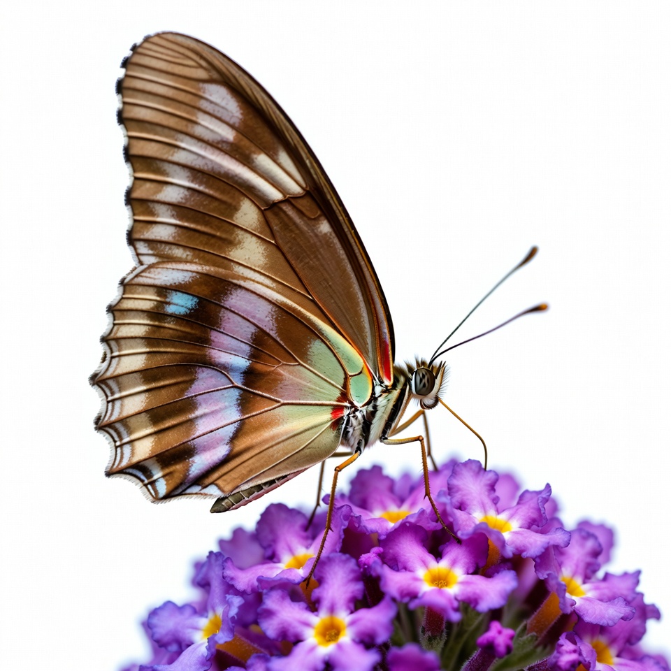 Brown butterfly on purple flowers Brown butterfly on purple flowers