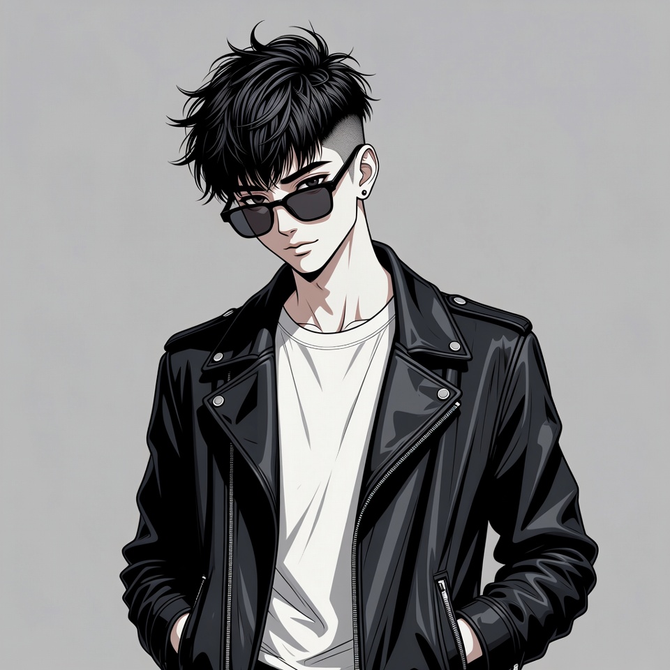 Anime guy in leather jacket Anime guy in leather jacket