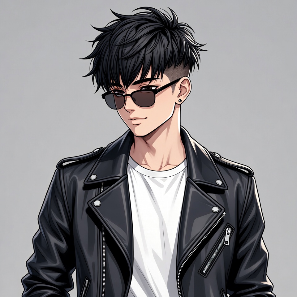 Anime boy in leather jacket Anime boy in leather jacket
