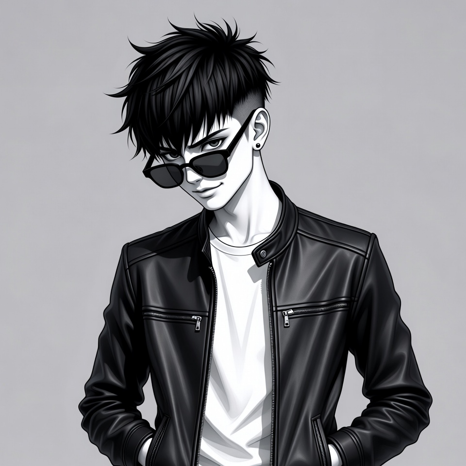 Anime boy in leather jacket Anime boy in leather jacket