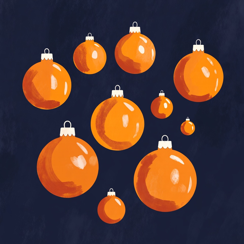 Orange Christmas Ornaments Illustration Orange Christmas Ornaments Illustration