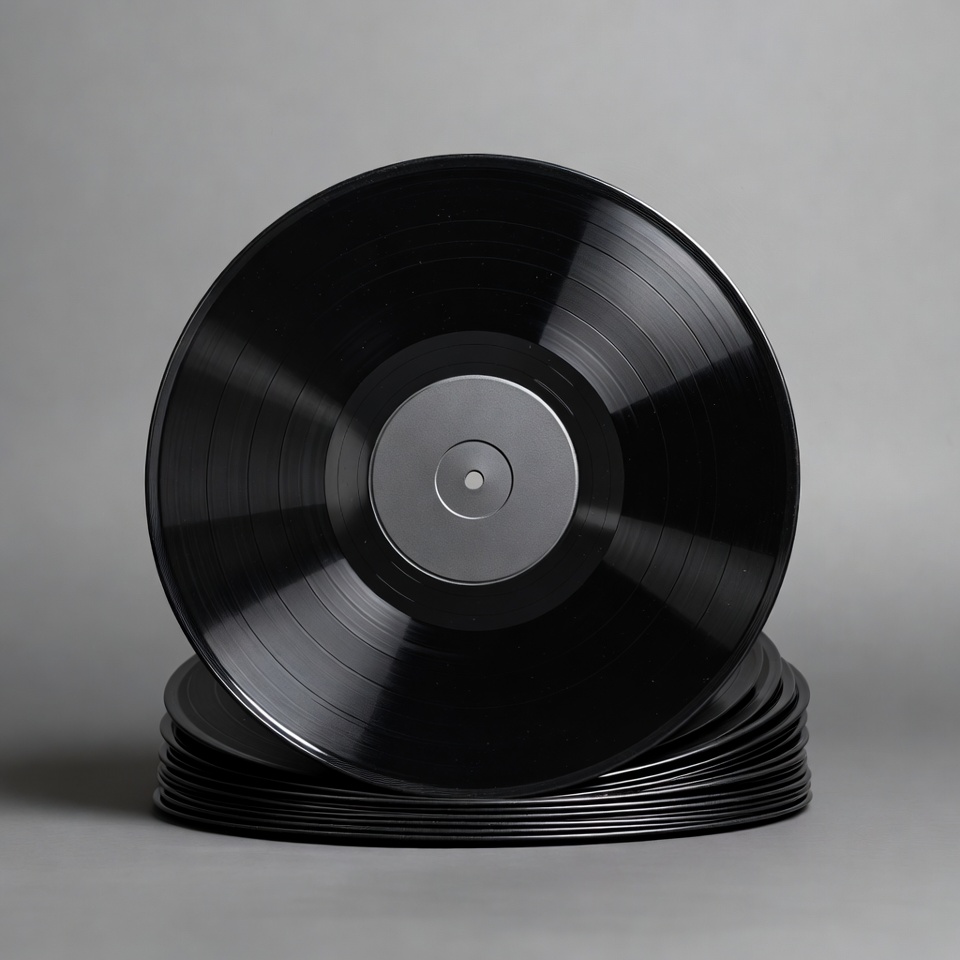 Stack of Black Vinyl Records Stack of Black Vinyl Records