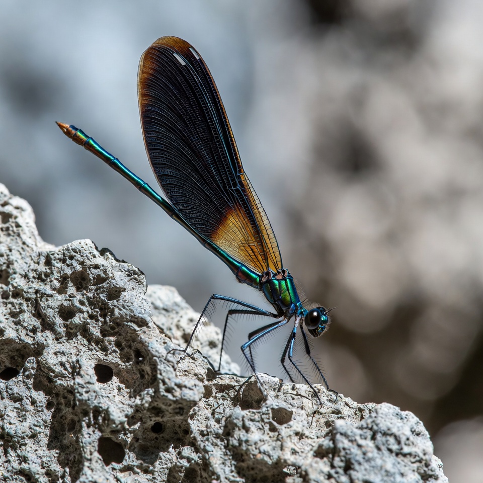 Green dragonfly on rock Green dragonfly on rock