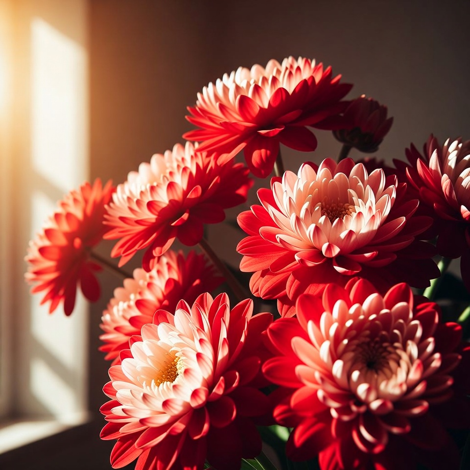 Red Gerbera Daisies in Sunlight Red Gerbera Daisies in Sunlight