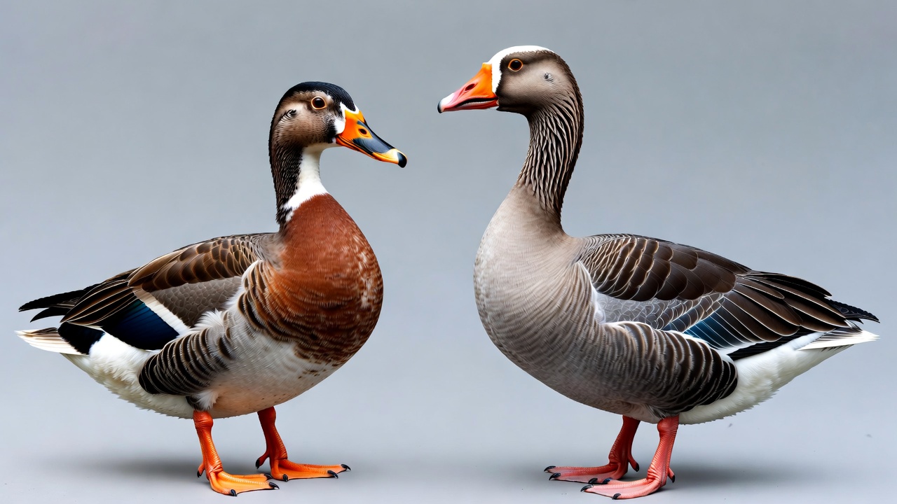 Egyptian Goose and Gray Goose Pair Egyptian Goose and Gray Goose Pair