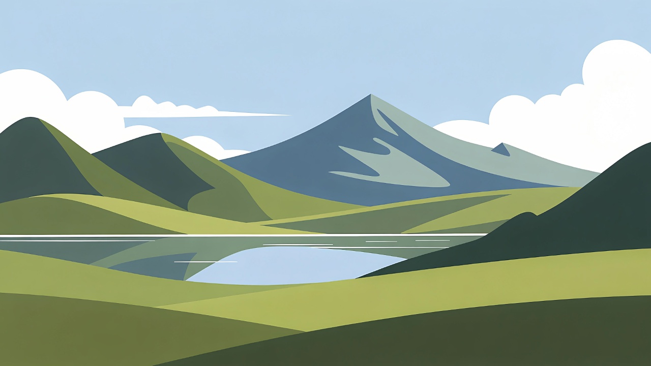 Mountain Landscape with Lake Illustration Mountain Landscape with Lake Illustration
