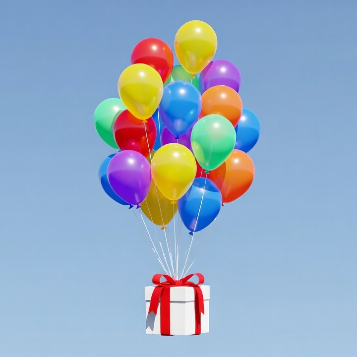 Colorful Balloons Bouquet with Gift Box Colorful Balloons Bouquet with Gift Box