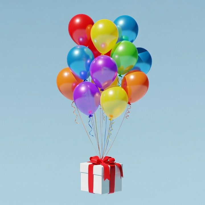 Colorful Balloons Bouquet with Gift Box Colorful Balloons Bouquet with Gift Box