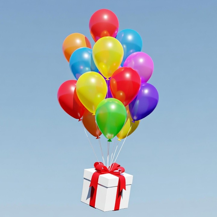 Colorful Balloons on Gift Box Colorful Balloons on Gift Box