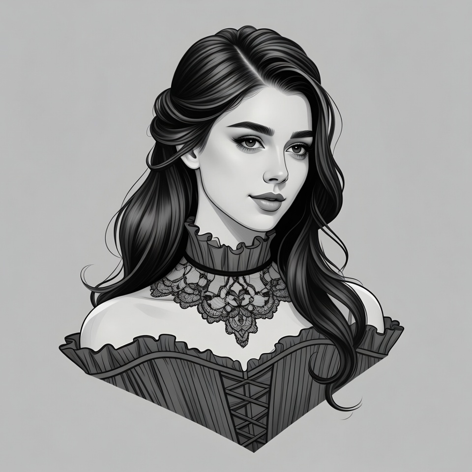 Victorian woman with lace choker Victorian woman with lace choker