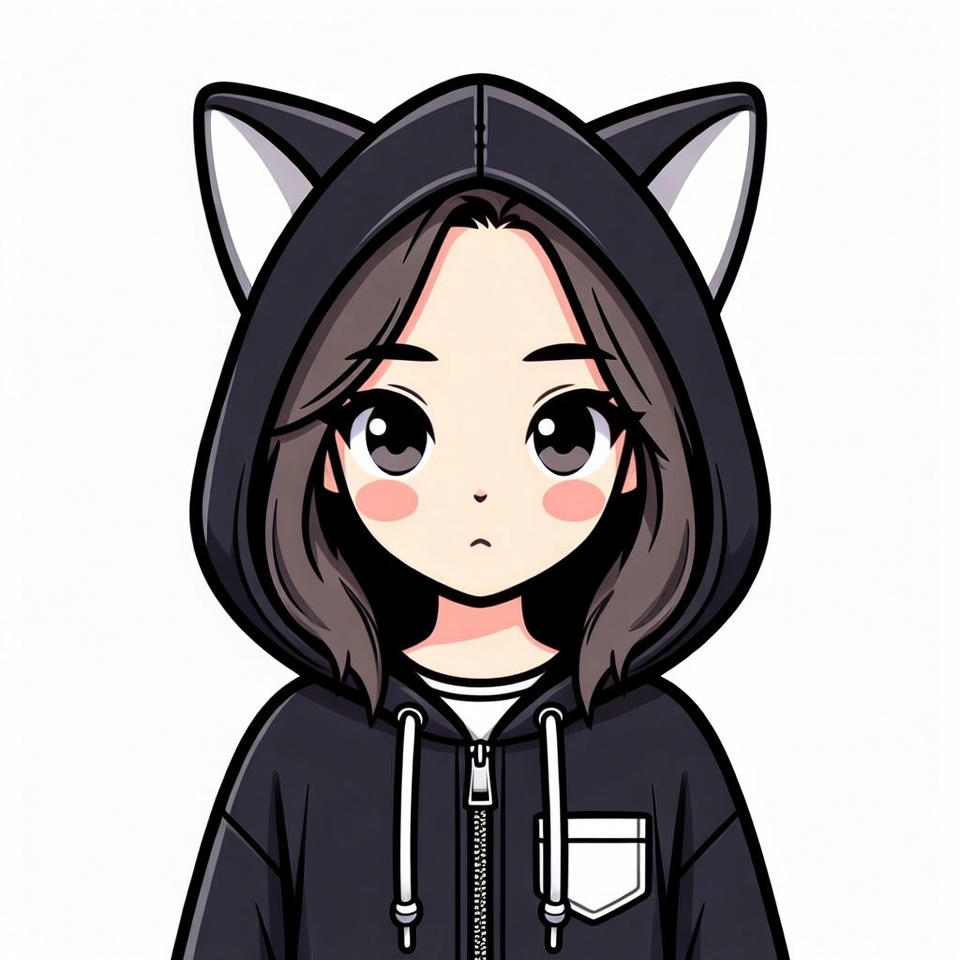 Anime girl in cat ear hoodie Anime girl in cat ear hoodie