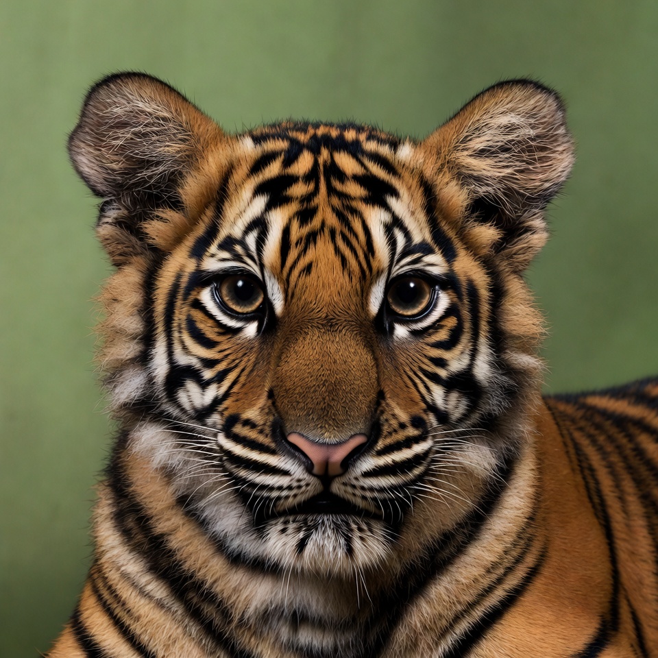 Baby tiger close-up portrait Baby tiger close-up portrait