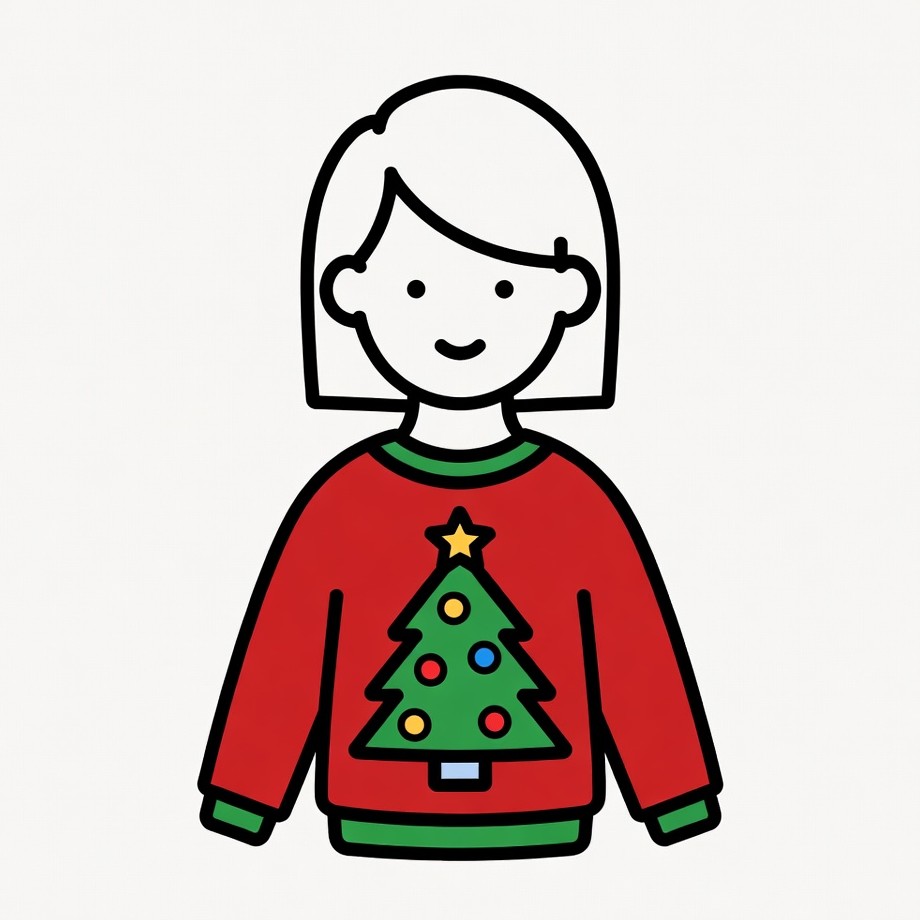 Girl in Christmas tree ugly sweater Girl in Christmas tree ugly sweater