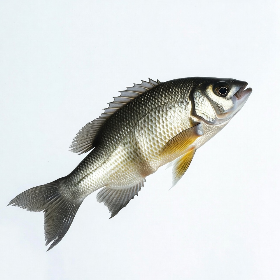Black and Yellow Sunfish on White Background Black and Yellow Sunfish on White Background