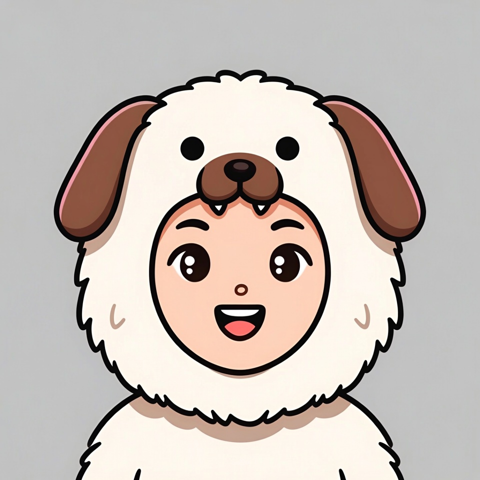 Girl in fluffy dog costume Girl in fluffy dog costume