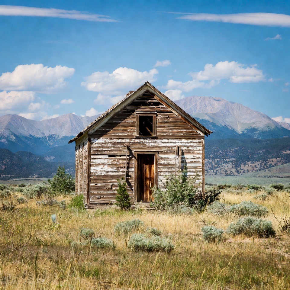 Abandoned Wooden Cabin in Mountains Abandoned Wooden Cabin in Mountains