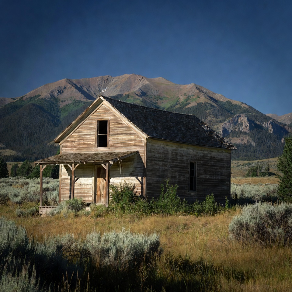 Abandoned Wooden Cabin in Mountains Abandoned Wooden Cabin in Mountains