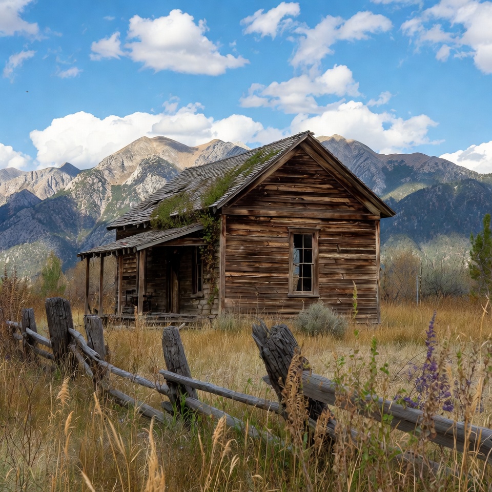 Abandoned Wooden Cabin in Mountains Abandoned Wooden Cabin in Mountains