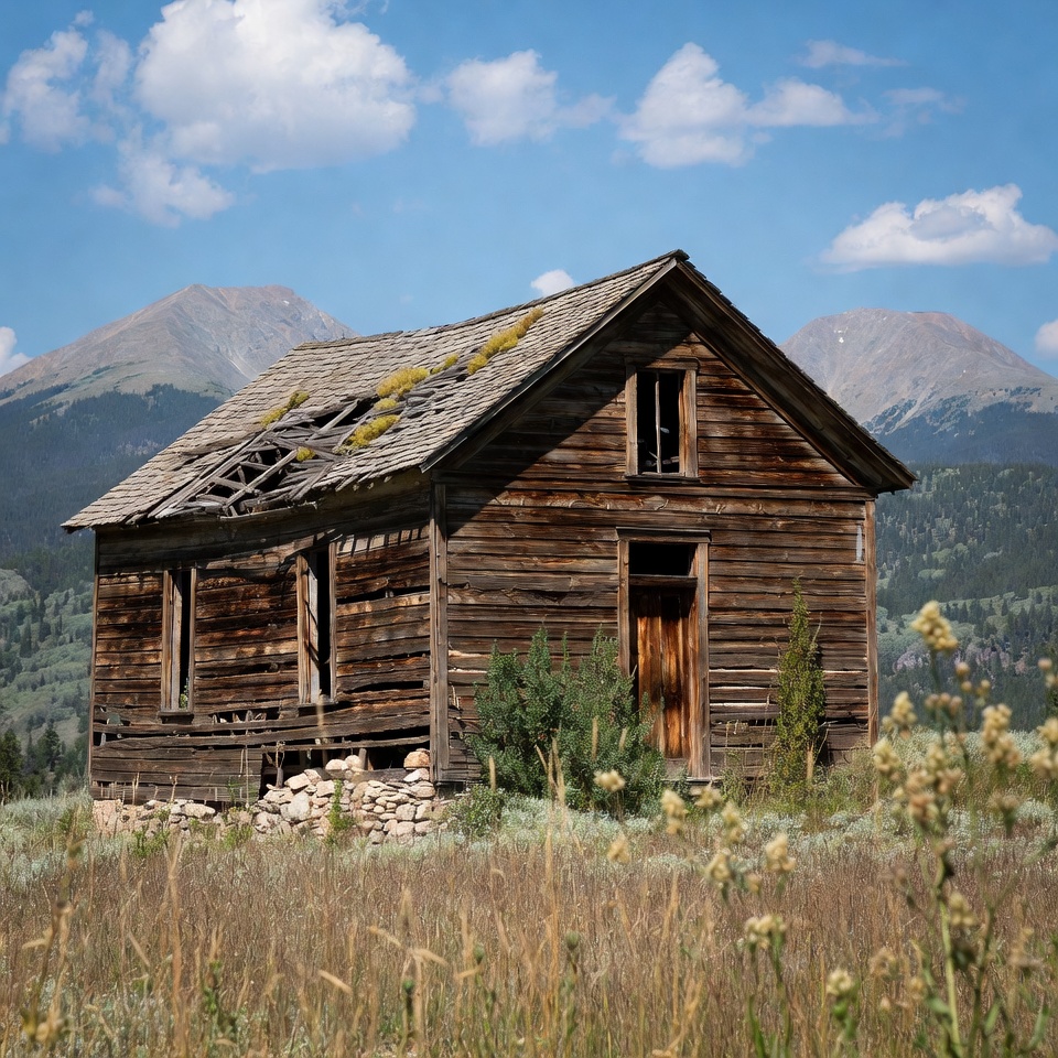 Abandoned Wooden Cabin in Mountains Abandoned Wooden Cabin in Mountains