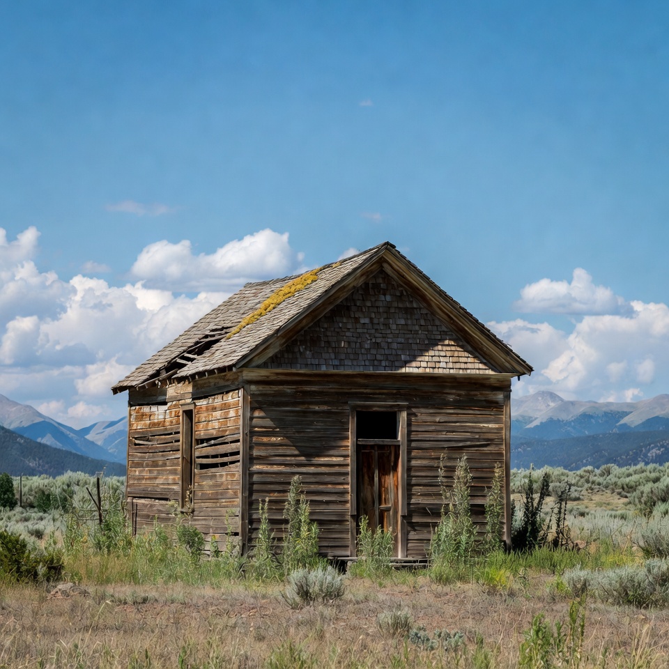 Abandoned Wooden Cabin in Mountains Abandoned Wooden Cabin in Mountains