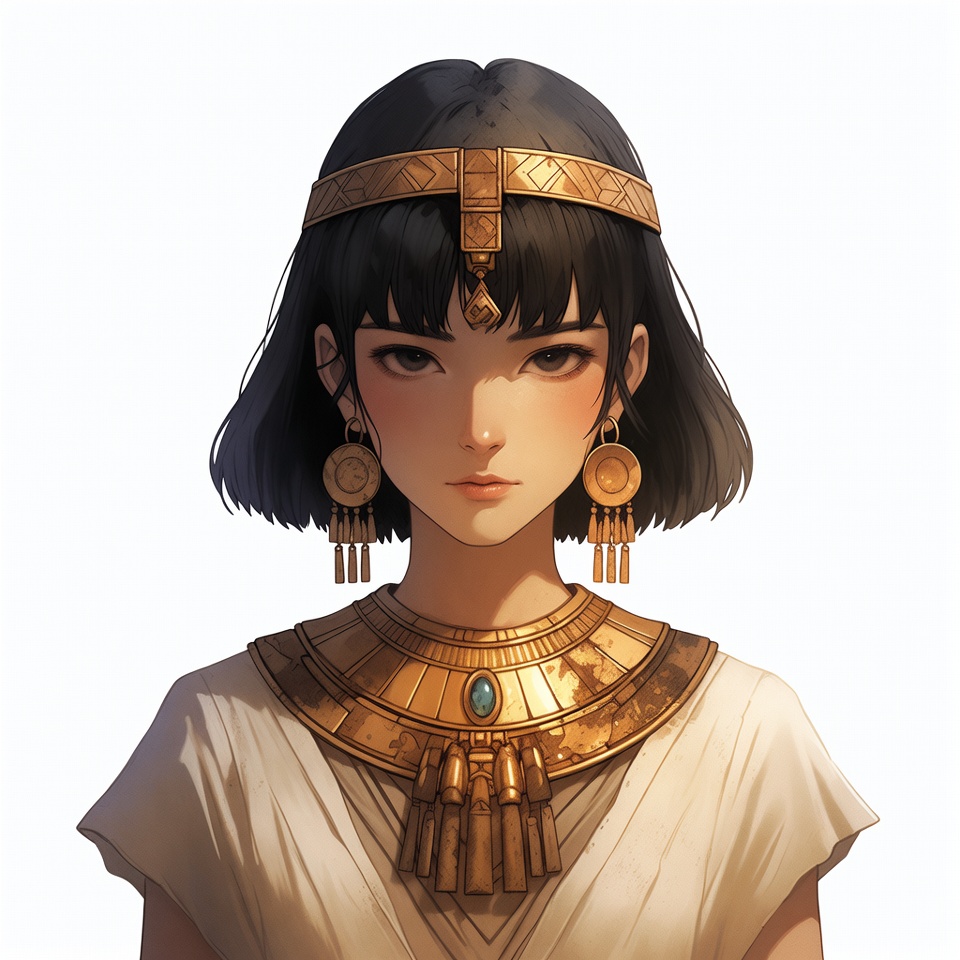 Anime Egyptian woman in gold jewelry Anime Egyptian woman in gold jewelry