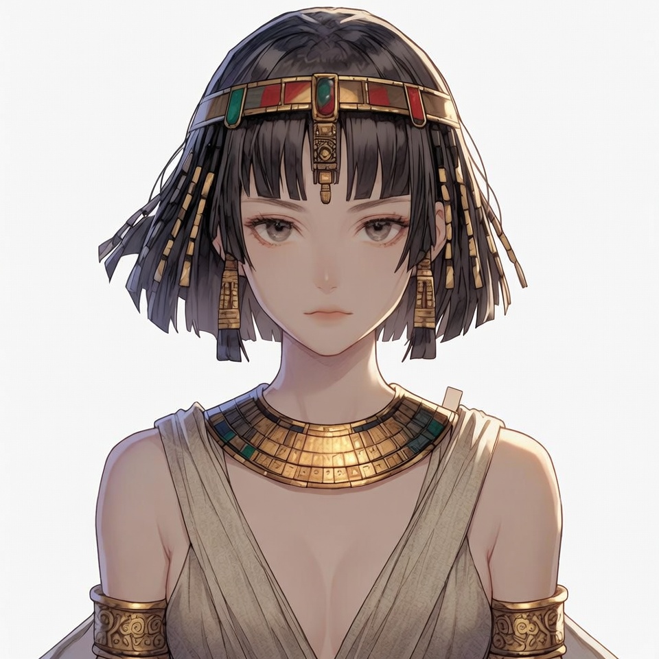 Anime Egyptian woman in gold jewelry Anime Egyptian woman in gold jewelry