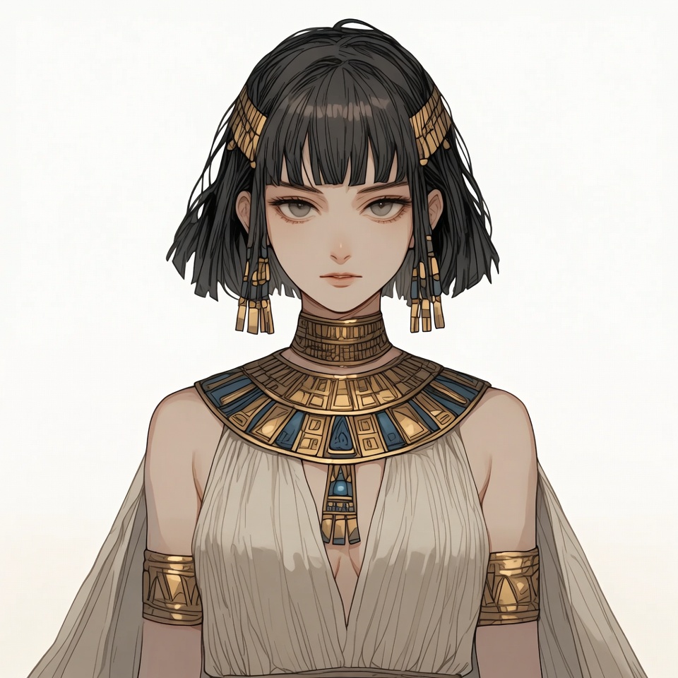 Anime Egyptian woman in gold jewelry Anime Egyptian woman in gold jewelry