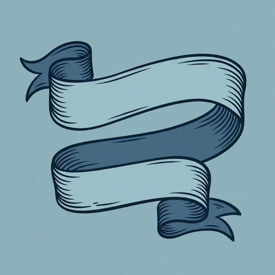 Curled Blue Ribbon Banner Curled Blue Ribbon Banner