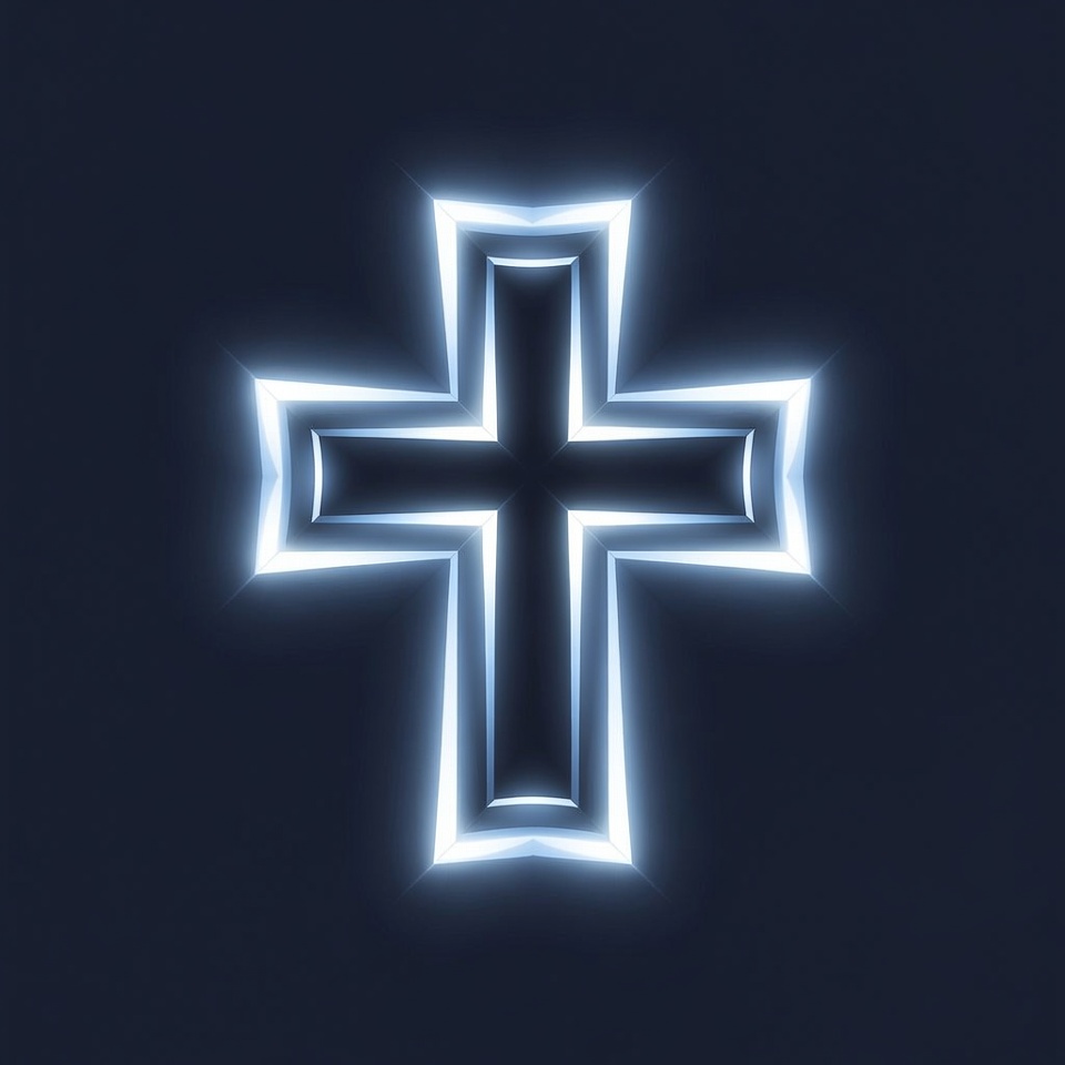 Glowing Blue Neon Cross Glowing Blue Neon Cross
