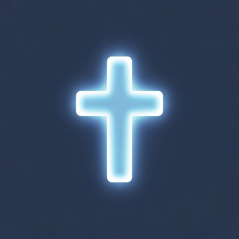 Glowing Blue Neon Cross Glowing Blue Neon Cross