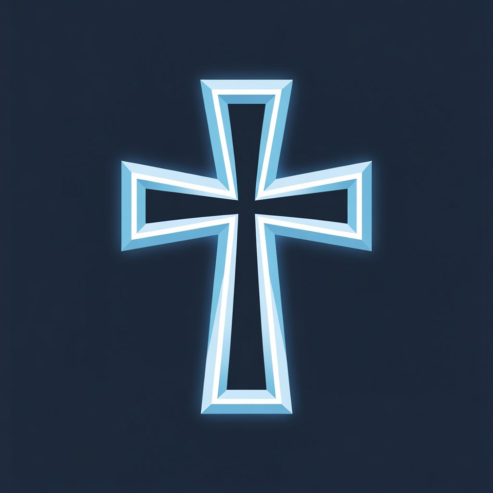 Glowing Blue Cross on Dark Background Glowing Blue Cross on Dark Background