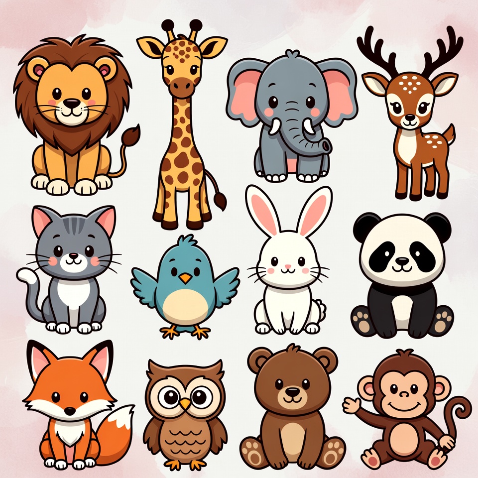 Cute Cartoon Animals Collection Cute Cartoon Animals Collection