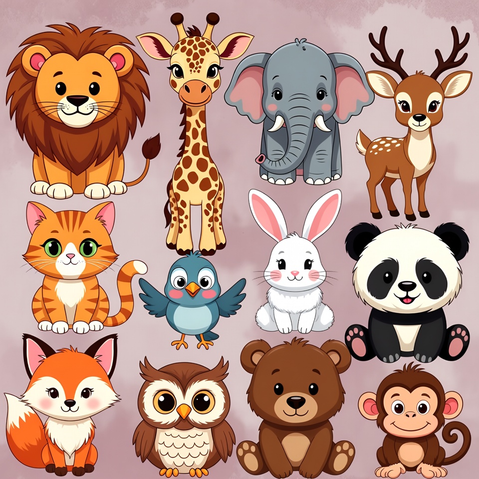 Cute Cartoon Animals Collection Cute Cartoon Animals Collection