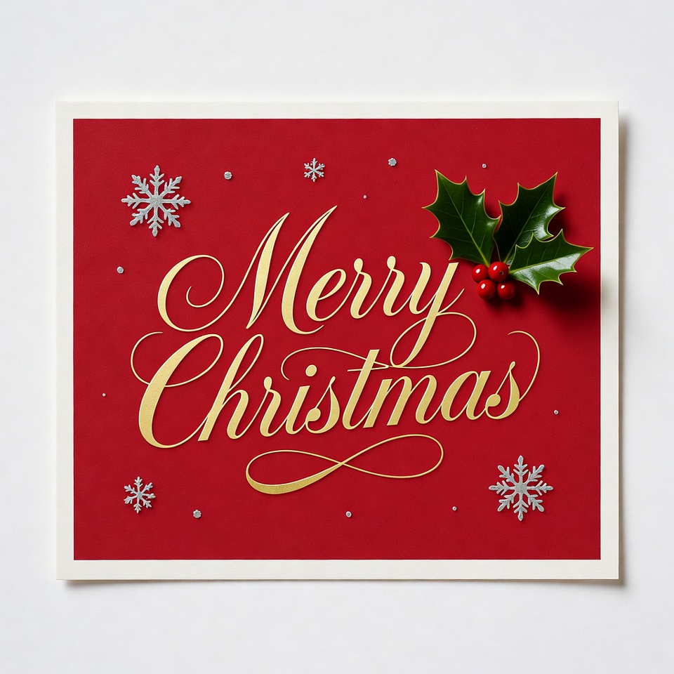 Merry Christmas Card with Holly Merry Christmas Card with Holly
