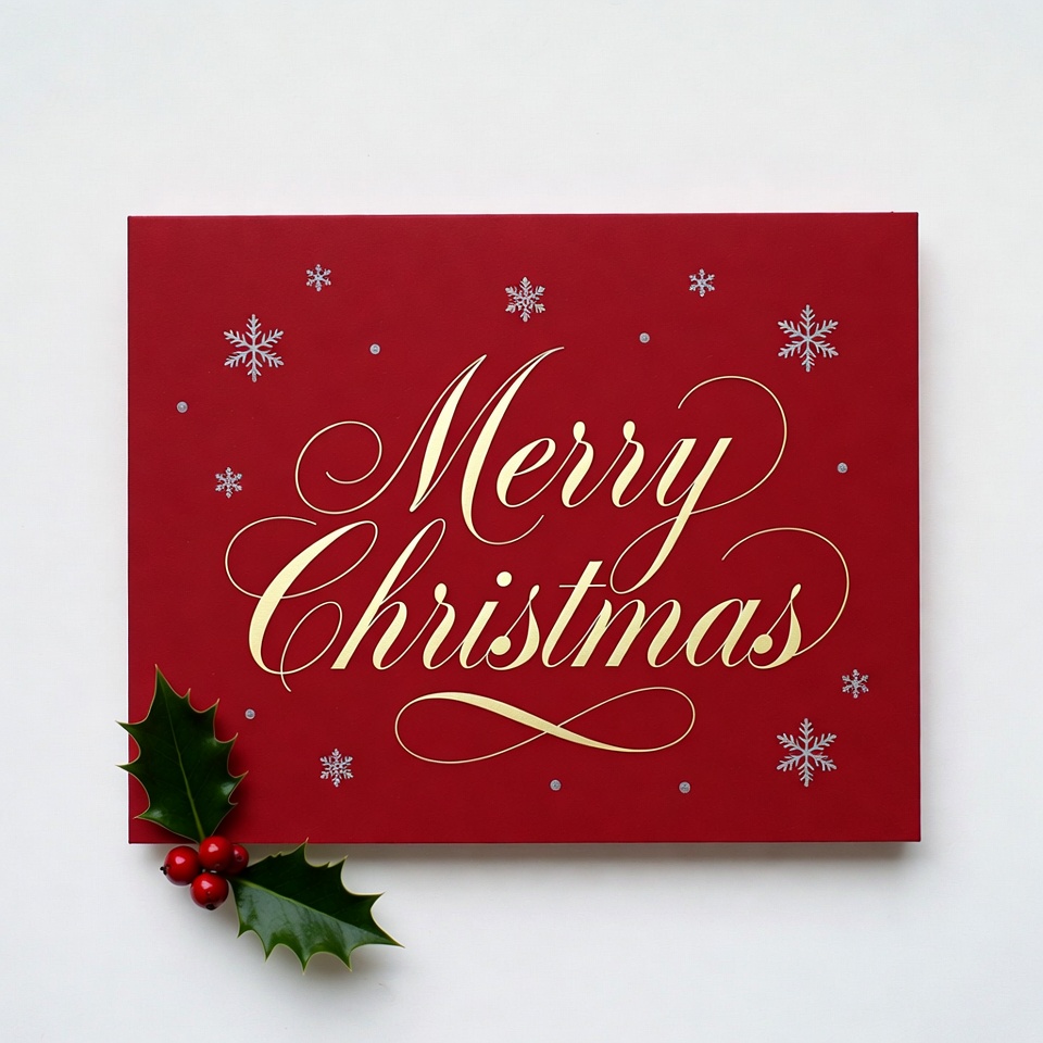 Merry Christmas Card with Holly Merry Christmas Card with Holly