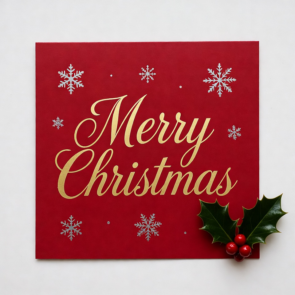 Merry Christmas Card with Snowflakes Merry Christmas Card with Snowflakes