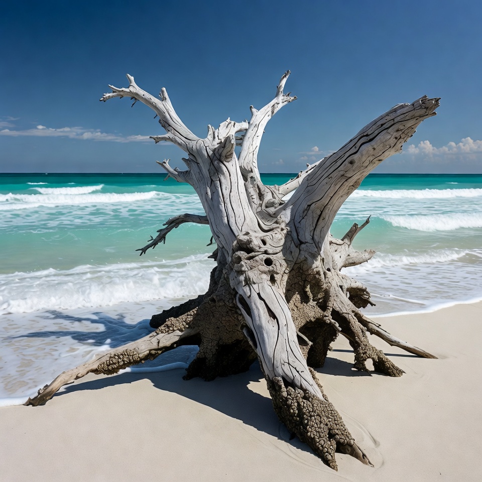 Driftwood tree on tropical beach Driftwood tree on tropical beach